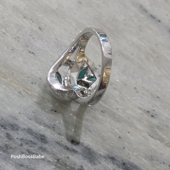 Blue stone real diamond accent stones size 5 925 sterling silver ring - Picture 7 of 15